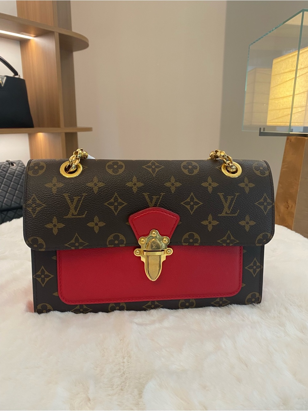#1 LV Victoire Chain Bag Monogram and Red